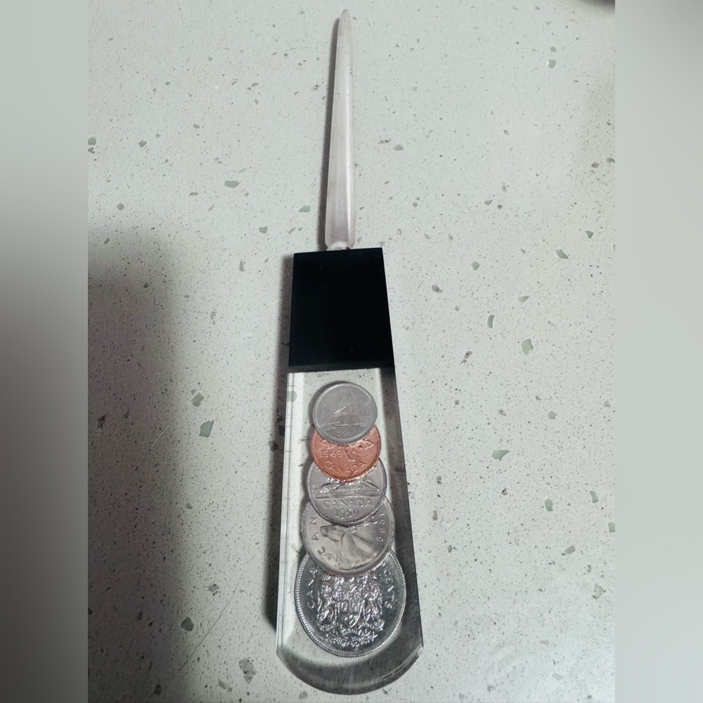 1969 Canadian Coin Lucite Letter Opener